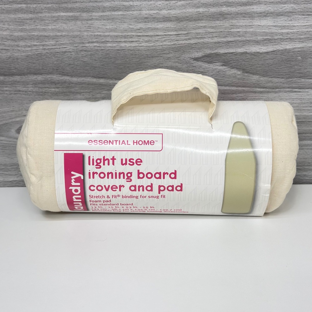 Essential Home Light Use Ironing Board Cover and Pad Cream for Standard Boards